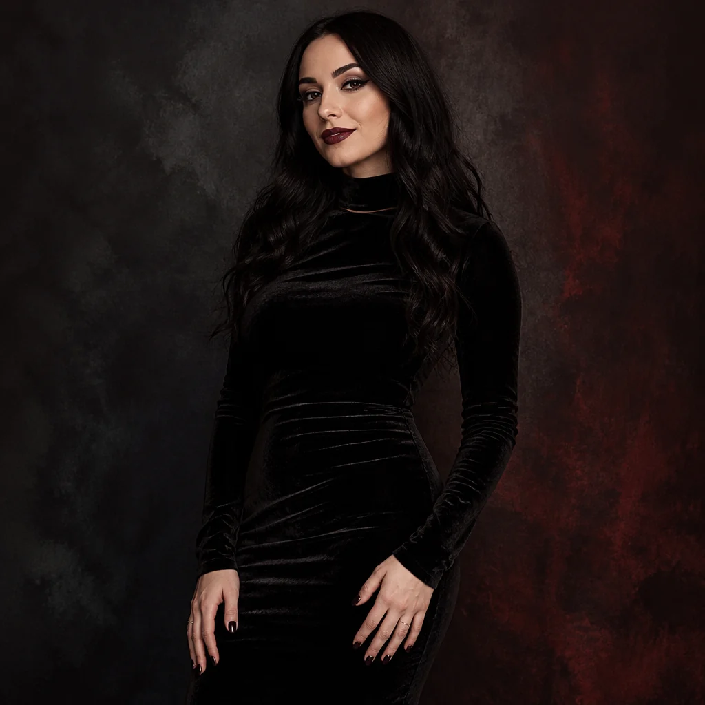 AI-generated adult fashion portrait, illustrative, not a photograph of Tori